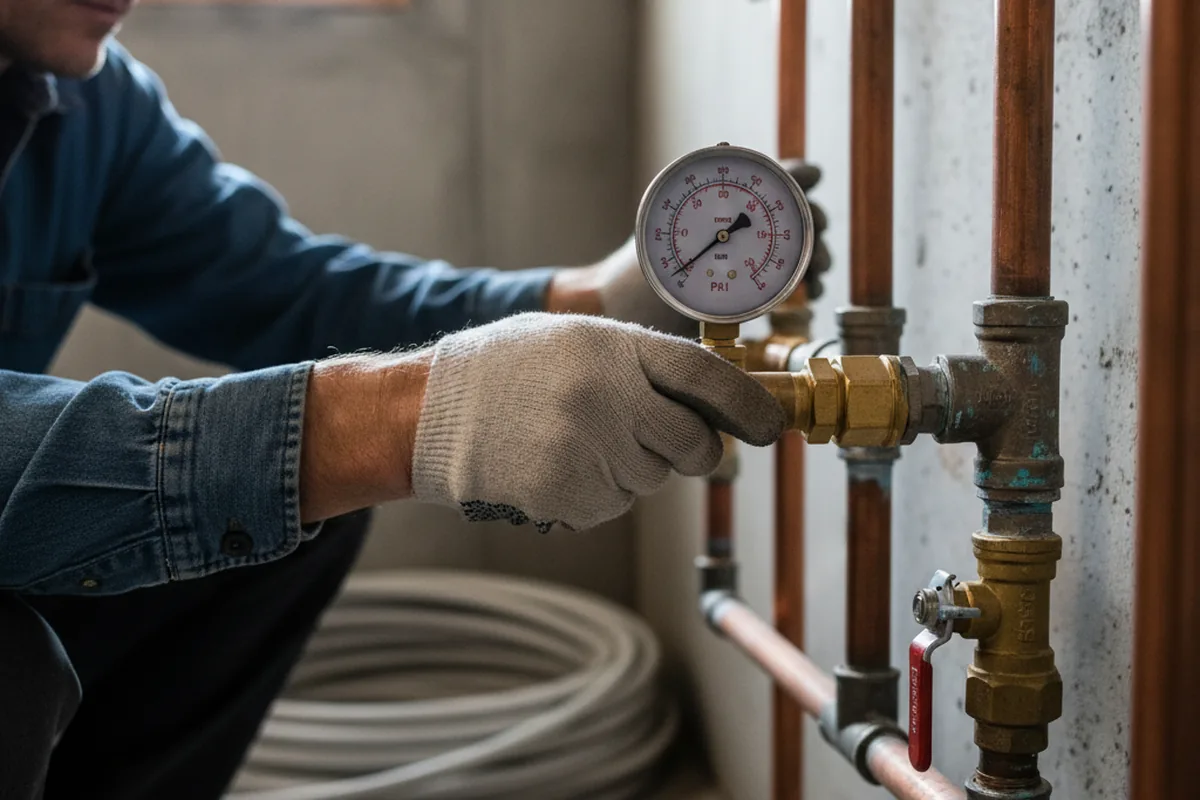 Pressure testing a repaired line during Water Line Repair in Forestport